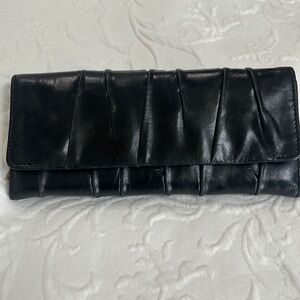 HOBO brand Jill Tri-fold wallet in soft black leather